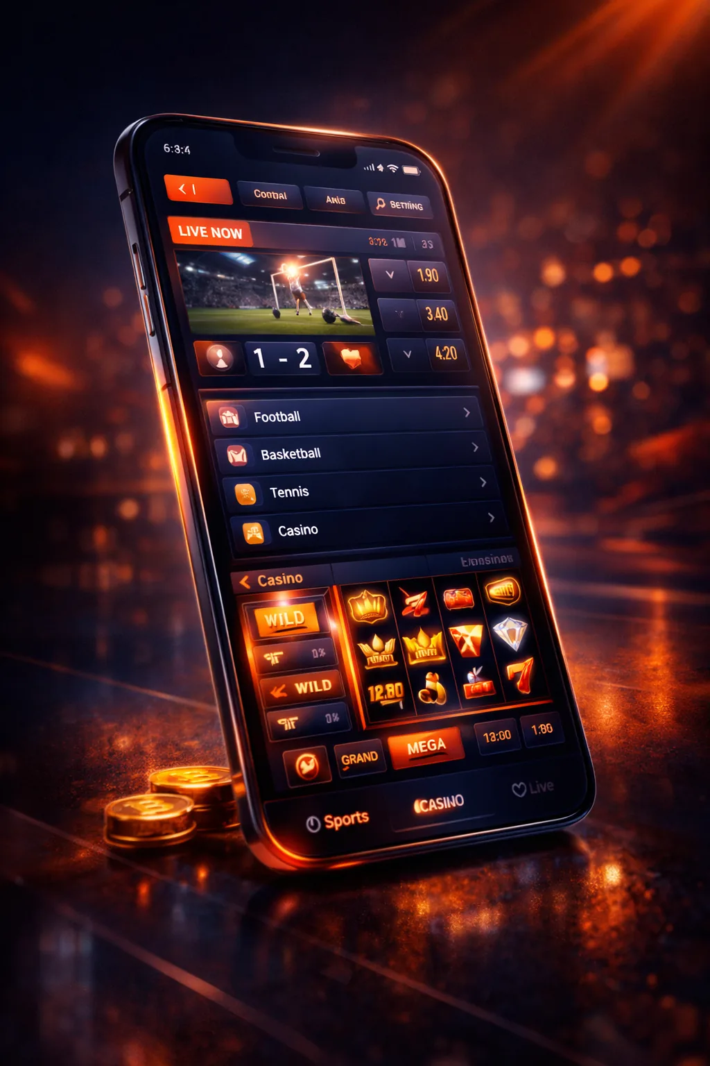 Interfaz movil de Fairpari en smartphone mostrando apuestas deportivas